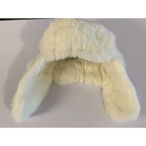 Mad Bomber Winter White Rabbit Fur Hat Medium Aviator Trapper Ski Snowboard